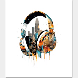 Headphone Urbain World Fun Musical Life City Skylines Posters and Art